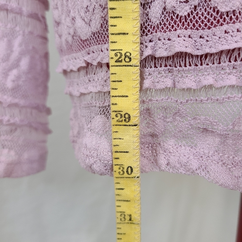 Jessica Simpson Maternity Lavender Floral Lace Bell Sleeve Top - Picture 12 of 12